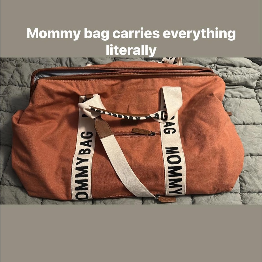 Orange Mommy Bag with White Straps